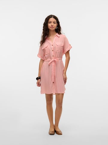 Vero Moda Blusenkleid in Rot/ Weiß