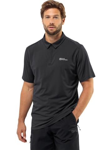 Jack Wolfskin Koszulka polo "Delgami" w kolorze czarnym