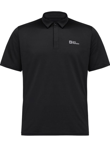 Jack Wolfskin Koszulka polo "Delgami" w kolorze czarnym