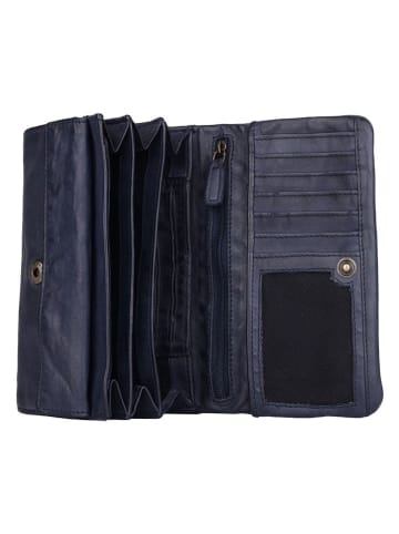 Bellicci Leren portemonnee "Cher" donkerblauw - (B)16 x (H)10,5 x (D)4 cm