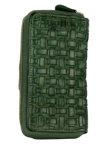 Bellicci Leren portemonnee groen - (B)18 x (H)9,5 x (D)3,5 cm
