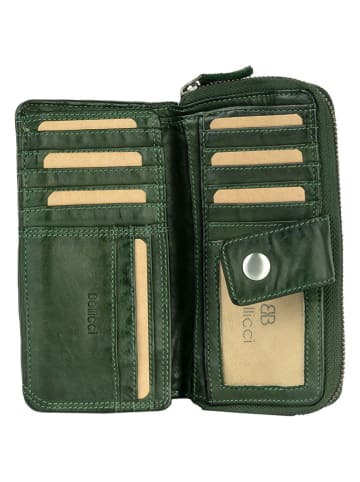 Bellicci Leren portemonnee groen - (B)18 x (H)9,5 x (D)3,5 cm