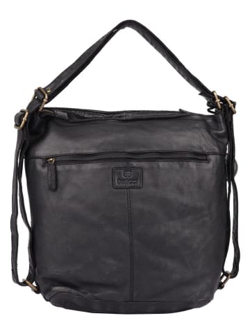 Bellicci Leder-Schultertasche "Erica" in Schwarz - (B)40 x (H)34 x (T)13 cm
