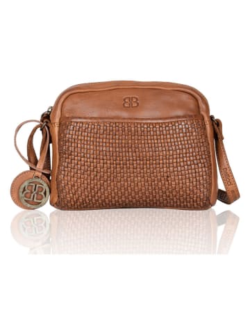 Bellicci Leder-Umhängetasche "Eloise" in Cognac - (B)22 x (H)17,5 x (T)4 cm