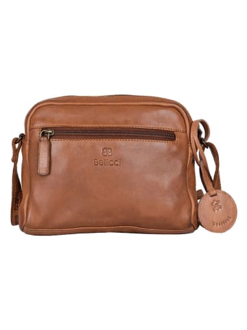 Bellicci Leren schoudertas "Eloise" cognackleurig - (B)22 x (H)17,5 x (D)4 cm