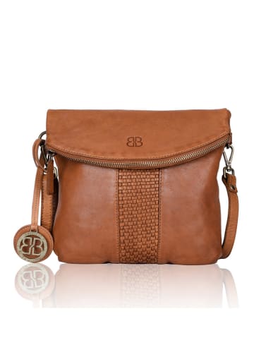 Bellicci Leder-Umhängetasche "Evangeline" in Hellbraun - (B)22 x (H)32 x (T)3,5 cm