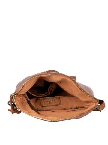 Bellicci Leder-Umhängetasche "Evangeline" in Hellbraun - (B)22 x (H)32 x (T)3,5 cm