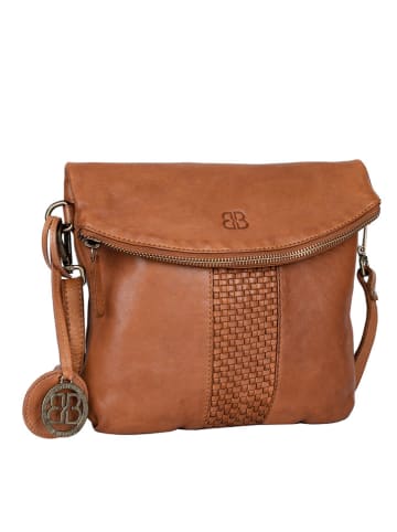Bellicci Leder-Umhängetasche "Evangeline" in Hellbraun - (B)22 x (H)32 x (T)3,5 cm