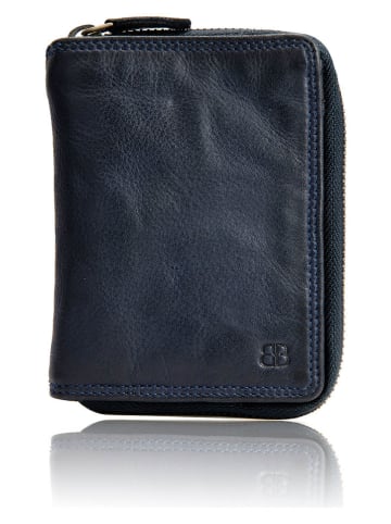Bellicci Leren portemonnee "Greta" donkerblauw - (B)9,5 x (H)13 x (D)3 cm