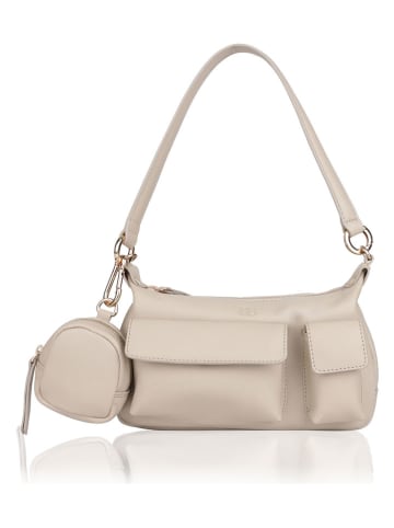 Bellicci Leder-Schultertasche "Kalie" in Beige - (B)24 x (H)13,5 x (T)10 cm