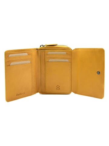 Bellicci Leren portemonnee "Kelda" geel - (B)12 x (H)10 x (D)3,5 cm