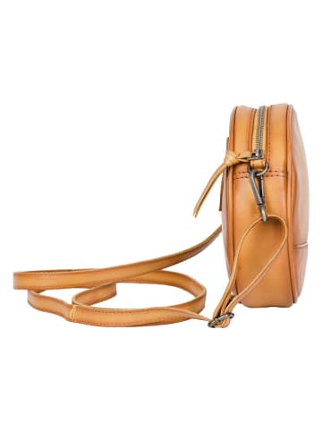 Bellicci Leren schoudertas "Koko" geel - (B)18 x (H)18 x (D)5 cm