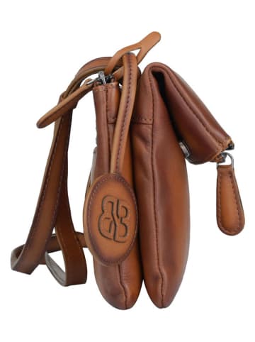 Bellicci Leren schoudertas "Kline" cognackleurig - (B)24 x (H)15 x (D)4 cm