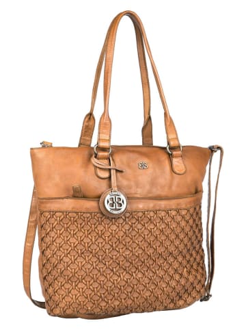 Bellicci Leder-Schultertasche "Paola" in Cognac - (B)31 x (H)34 x (T)13 cm