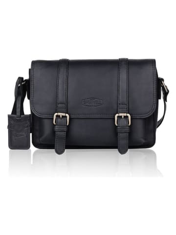 SPARWELL Leder-Umhängetasche "Kreative Khloe" in Schwarz - (B)25 x (H)17 x (T)10 cm