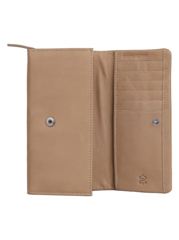 SPARWELL Leder-Geldbörse "Olena" in Beige - (B)19 x (H)9,5 x (T)3,5 cm