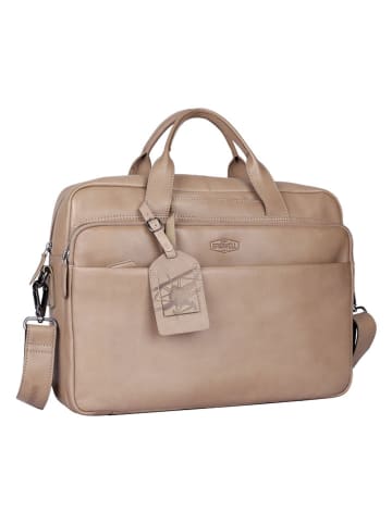 SPARWELL Leder-Businesstasche "Official Otto" in Taupe - (B)40,5 x (H)30 x (T)12,5 cm