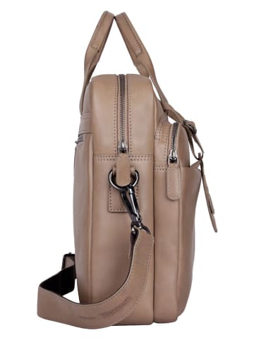 SPARWELL Leder-Businesstasche "Official Otto" in Taupe - (B)40,5 x (H)30 x (T)12,5 cm