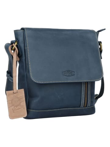 SPARWELL Leder-Umhängetasche "Tenacious Trevor" in Blau - (B)22 x (H)24,5 x (T)7 cm