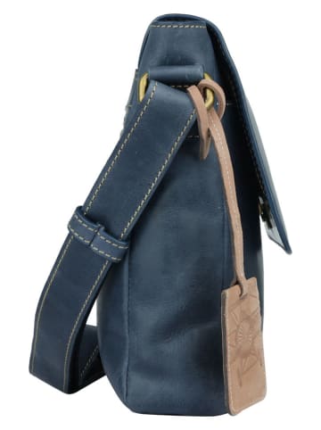 SPARWELL Leren schoudertas "Tenacious Trevor" blauw - (B)22 x (H)24,5 x (D)7 cm