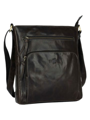 WEZBEY Leren schoudertas "Adrian 4004" olijfgroen - (B)25 x (H)28 x (D)5 cm