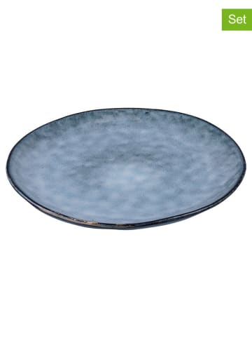Villa d´Este 6er-Set: Speiseteller "The Market" in Blau/ Schwarz - Ø 28 cm