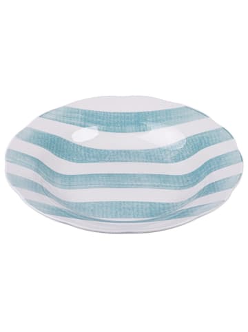 Villa d´Este 6-delige set: soepborden "Versilia" wit/turquoise - Ø 22 cm