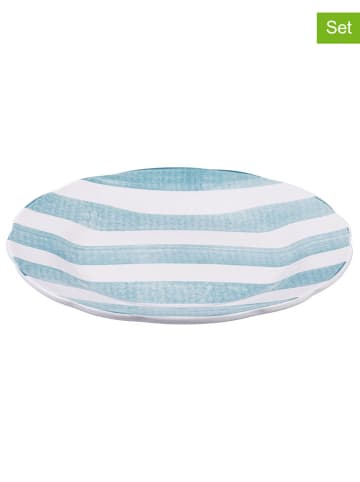 Villa d´Este 6-delige set: fruitborden "Versilia" wit/turquoise - Ø 19 cm