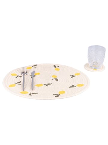 Villa d´Este 2tlg. Set: Tischset mit Untersetzer "Lemon" in Beige/ Gelb