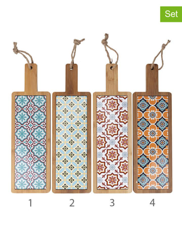 Villa d´Este 4-delige set: snijplanken "Valladolid" lichtbruin/meerkleurig - (B)12,5x(H)40 cm