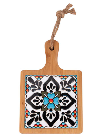 Villa d´Este Schneidebrett "Tradizione" in Hellbraun/ Schwarz - (B)12,9 x (H)19,6 cm