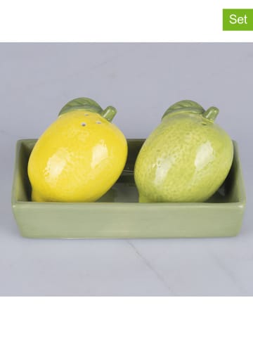 Villa d´Este 3-delige zout- en peperstrooierset "Fruit Life" geel/groen
