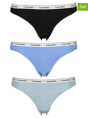CALVIN KLEIN UNDERWEAR 3er-Set: Slips in Hellblau/ Schwarz