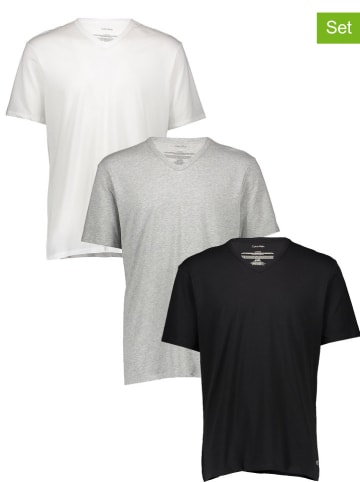 CALVIN KLEIN UNDERWEAR 3er-Set: Shirts in Schwarz/ Grau/ Weiß