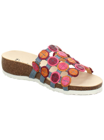 Think! Leren slippers blauw/meerkleurig