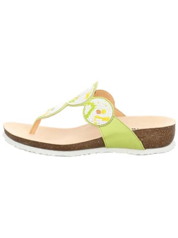 Think! Leren teenslippers groen/wit/geel