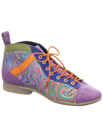 Think! Leren enkelboots paars/groen/meerkleurig