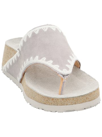 Think! Leren teenslippers grijs