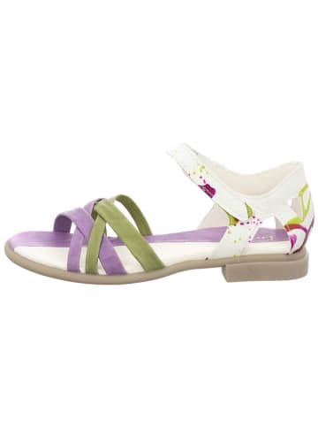 Think! Leder-Sandalen in Khaki/ Weiß/ Lila