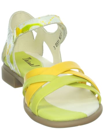 Think! Leder-Sandalen in Grün/ Gelb