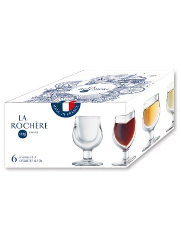 La Rochère France 6er-Set: Weingläser "Deguster" in Transparent - 20 ml
