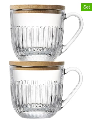 La Rochère France 2er-Set: Kaffeetassen "Ouessant" in Transparent/ Hellbraun - 250 ml