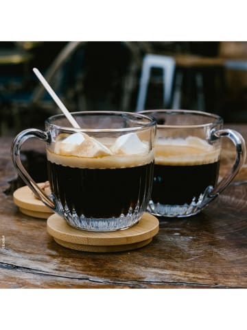 La Rochère France 2er-Set: Kaffeetassen "Ouessant" in Transparent/ Hellbraun - 250 ml