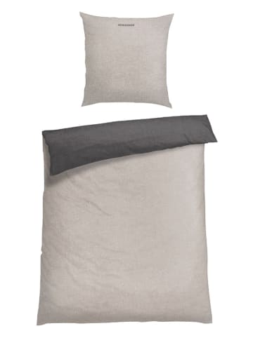 Schiesser Komplet pościeli flanelowej "Doubleface" w kolorze szarym