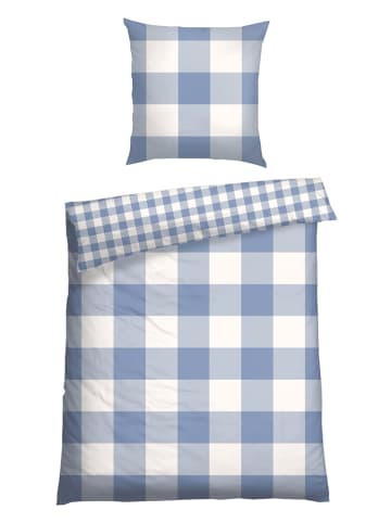 Schiesser Renforcé-Bettwäsche-Set "Melvin" in Hellblau/ Weiß