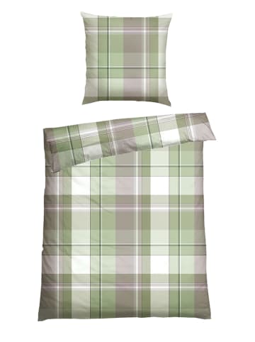 Schiesser Komplet pościeli renforcé "Ate" w kolorze zielono-białym
