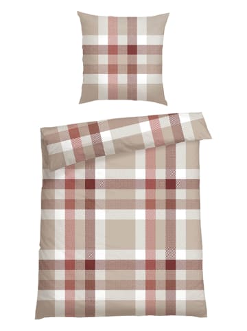 Schiesser Renforcé beddengoedset "Kris" beige/rood