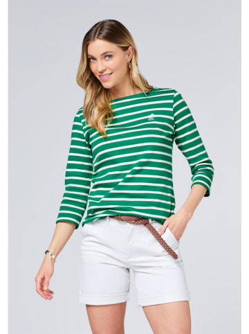 Polo Sylt Longsleeve in Grün/ Weiß