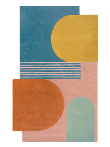 Flair Rugs Wełniany dywan "Lozenge" w kolorze pomarańczowo-niebiesko-żółtym