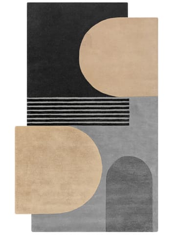 Flair Rugs Woll-Teppich "Lozenge" in Grau/ Beige/ Schwarz